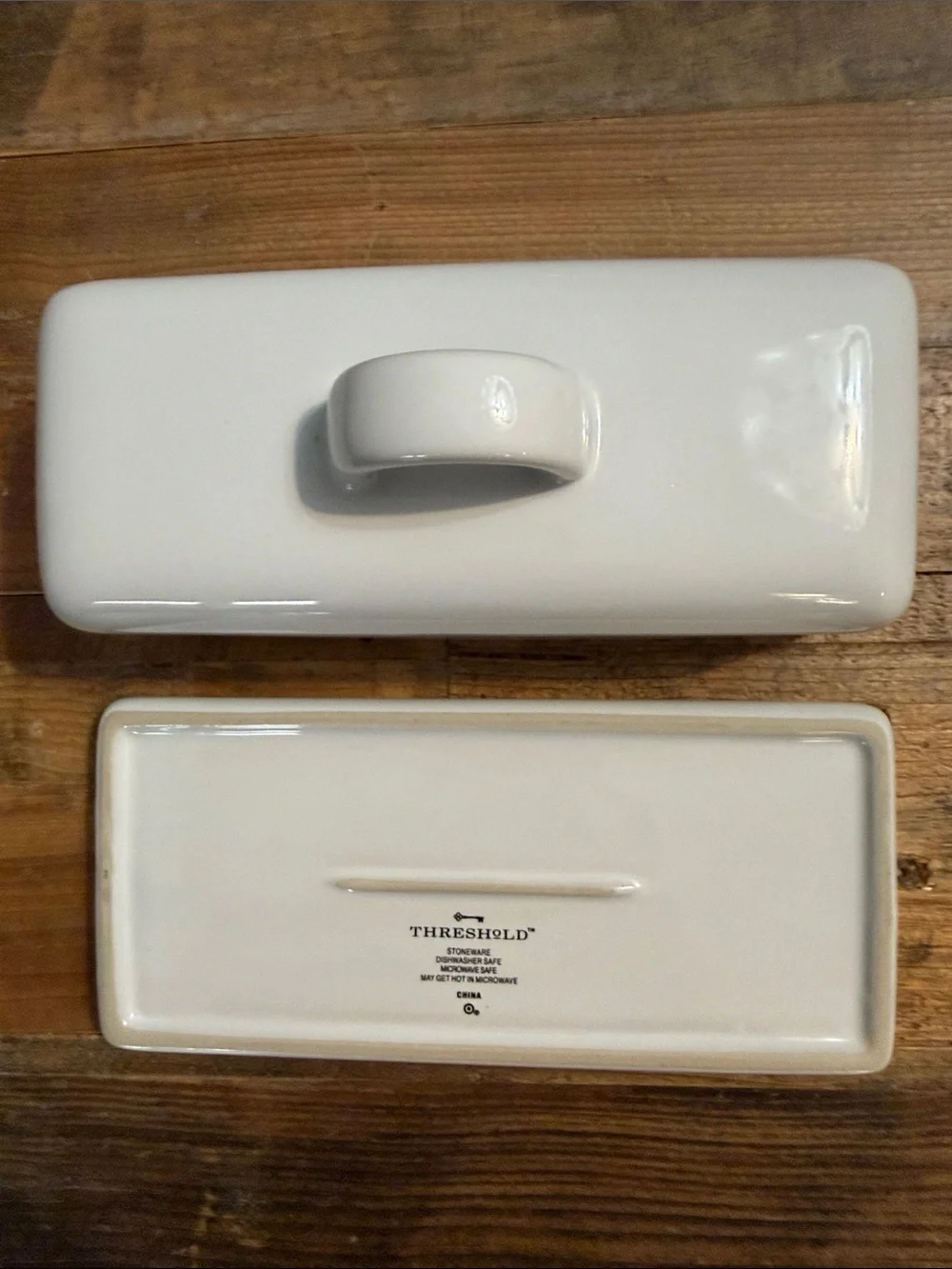 Threshold White Ceramic Butter Keeper with Lid